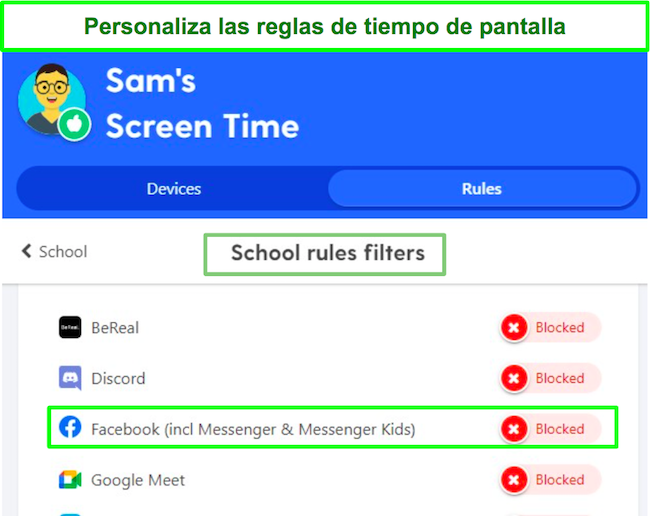 Personaliza la captura de pantalla de las reglas de tiempo de pantalla