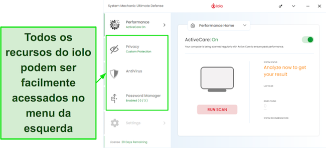 Captura de tela mostrando a interface de usuário amigável para iniciantes do iolo