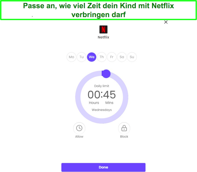 Kindersicherung auf Netflix zum Anpassen der Uhrzeit des Screenshots