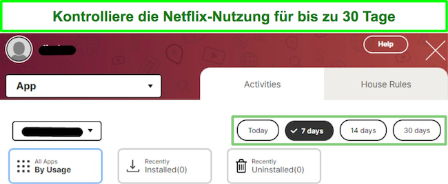 Screenshot zur Verwendung der Netflix-Kindersicherungsspur