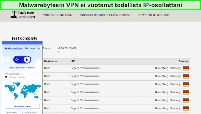 Malwarebytesin VPN ei näytä IP-vuotoja testeissä