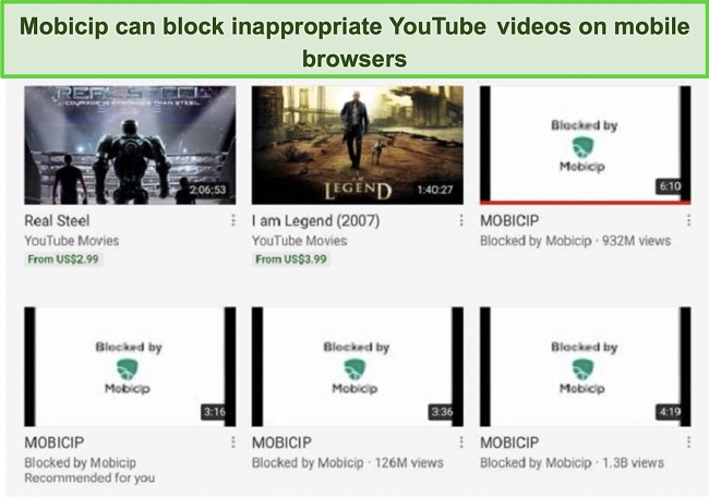 Mobicip blocks video thumbnails, so your kids can’t even watch the preview