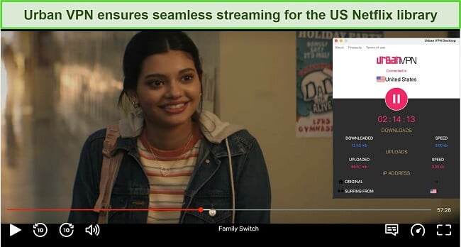 Screenshot of Urban VPN streaming Netflix