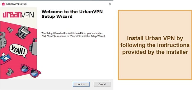 Screenshot of Urban VPN's installation process