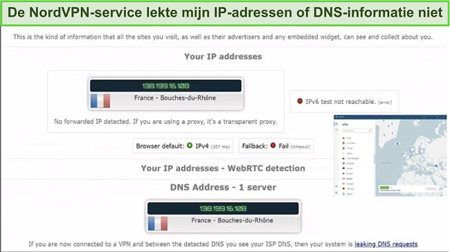 NordVPN's lekbescherming zorgt ervoor dat je identificerende informatie niet gecompromitteerd wordt