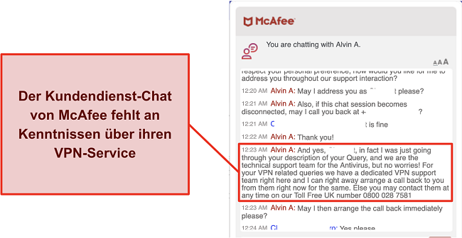 McAfee-Kundensupport über Live-Chat