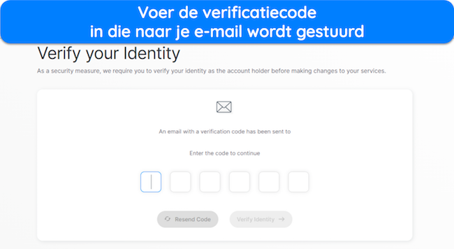 Schermafbeelding die laat zien hoe u uw identiteit kunt verifiëren voor annulering