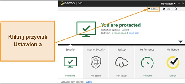 Menu główne zapory ogniowej Norton i jak chroni Twój komputer