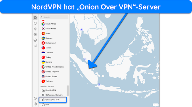 Sie benötigen nicht einmal den Tor-Browser, wenn Sie die Onion-Over-VPN-Server von NordVPN verwenden