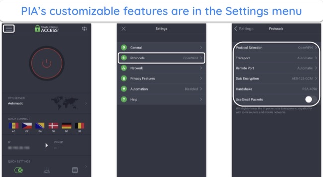 Configure PIA’s settings to suit your mobile connection needs