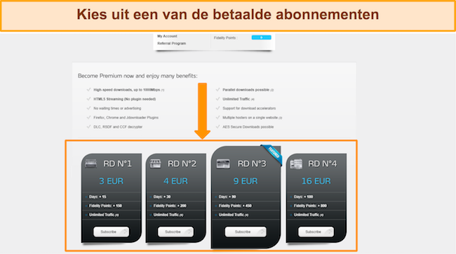 Schermafbeelding van het selectieproces voor het kiezen van een abonnement, beschreven in de bijgewerkte installatiehandleiding voor het installeren van Real Debrid op Kodi.