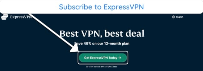 Screenshot showing how to subscribe to ExpressVPN