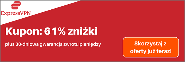 Baner z cienkim kuponem ExpressVPN 2024