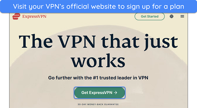 screenshot of ExpressVPN's website homepage, highlighting the 