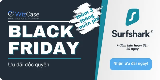 Biểu ngữ phiếu giảm giá Surfshark Black Friday 2024