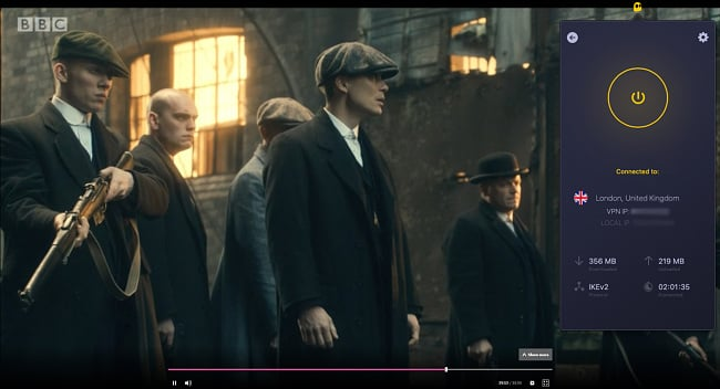 CyberGhost VPN successfully unblocks Peaky Blinders on BBC iPlayer