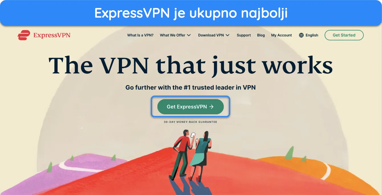 Snimka zaslona početne stranice ExpressVPN-a.