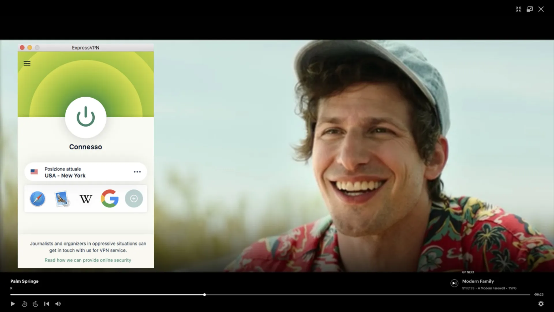 Esempio di ExpressVPN che funziona con la libreria Hulu